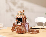 Libra Zebra - Wide Mouth carry-all - Half Gallon Water Bottle with Storage Sleeve and removable straw