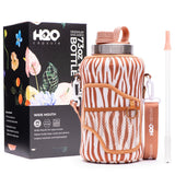 Libra Zebra - Wide Mouth carry-all - Half Gallon Water Bottle with Storage Sleeve and removable straw